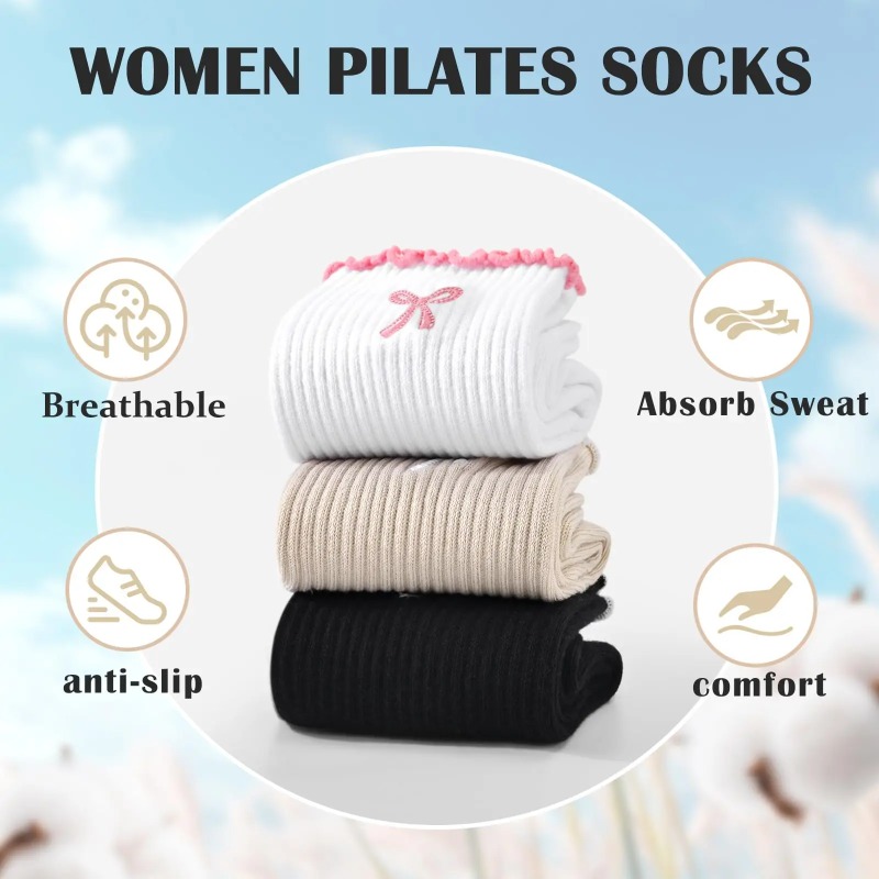 Pilates Yoga &A - Chaussettes de yoga professionnelles, chaussettes antidérapantes
